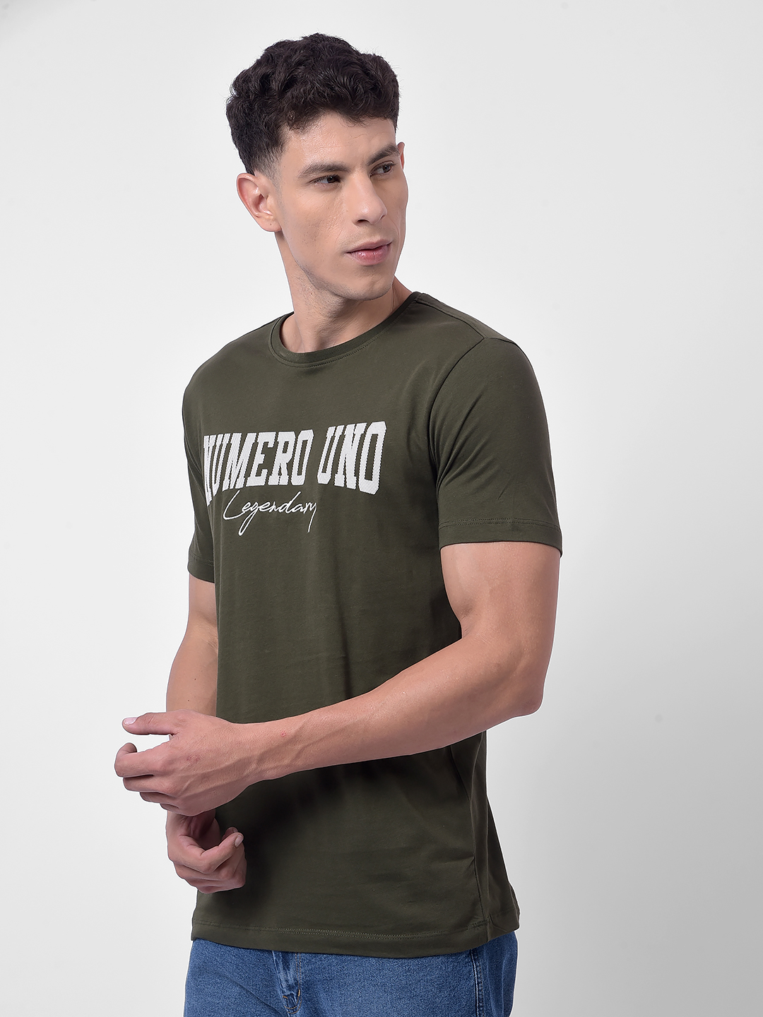 Numero Uno Men Green Round Neck Regular Fit T-Shirt